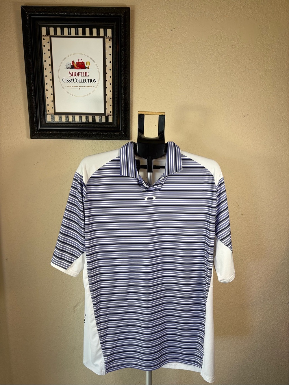 Oakley C1 Archive Stripe Polo 2XL Lilac Hydrolix Golf Shirt Regular Fit